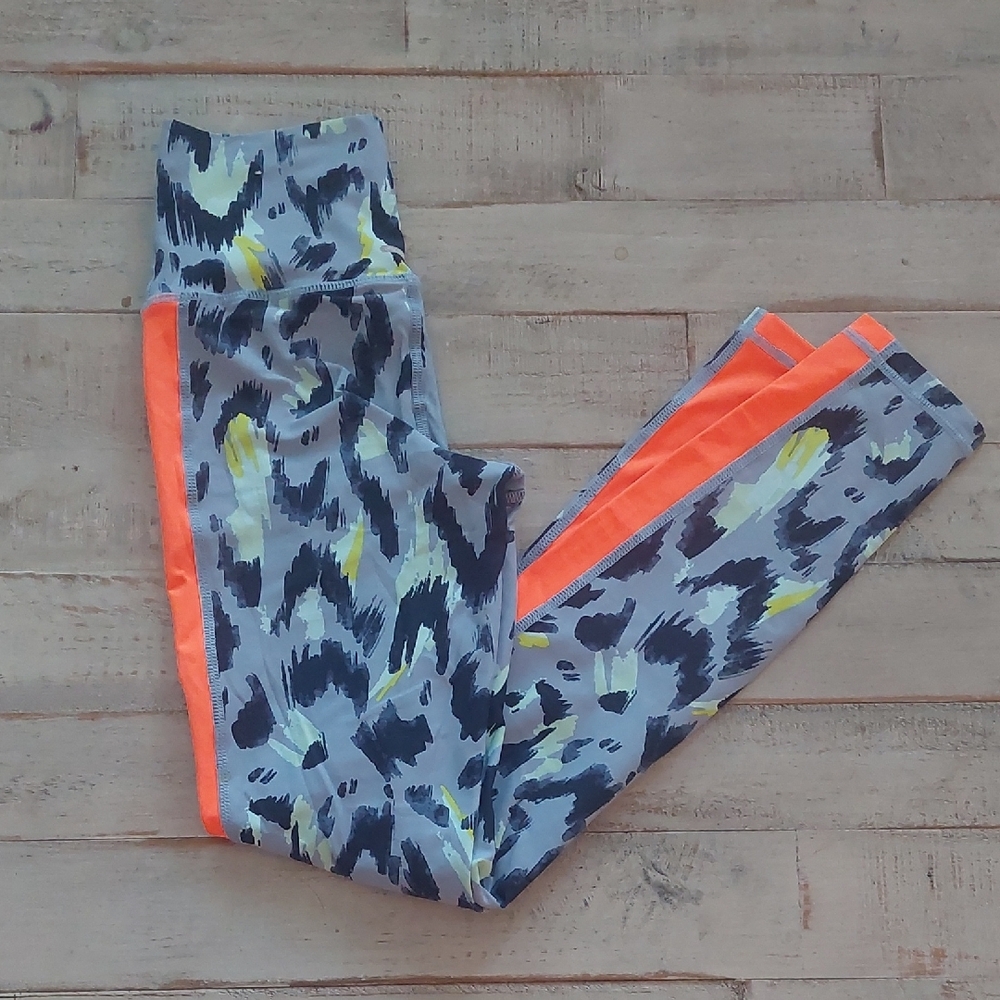 Aerie XS Patterned Leggings with Neon Accents